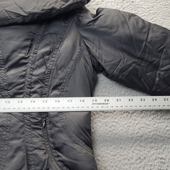 Steve Madden Puffer Jacket Womens Large Black Leopard Print Lined Cropped Ruched - Picture 4 of 8